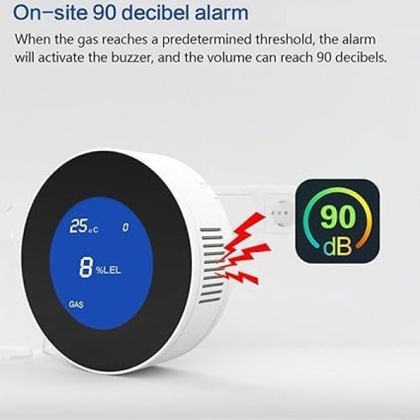 Gas sensor Leak Detector, For Tuya Smart WiFi, High Precision Sensor, LCD Temperature Display, Solenoid Valve Function, Gas Alarm Gas Liquefied Gas Leak Detector - Image 2