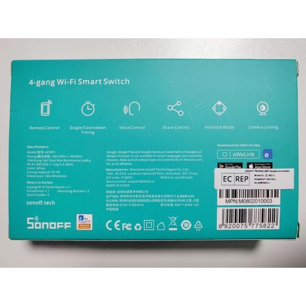 SONOFF 4CHR3 4 Channel WiFi Smart Switch, Smart Switch Works with Alexa, Google Home, Inching Self-Locking Interlock, Time Function - Image 8