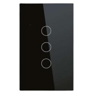 Tuya smart touch switch 3 Gang Wi-Fi Smart wall switch, Glass Panel, Home Automation, 2.4GHz Touch Switches, Remote Control Tuya App, Work with Alexa, Google Home (Switch 3 Gang Black)