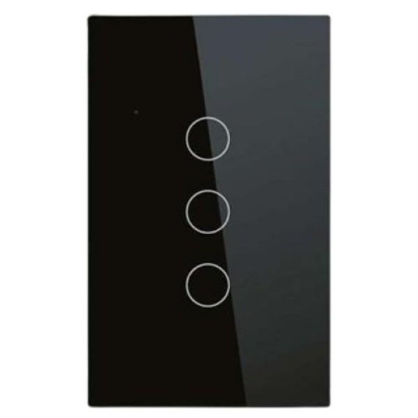 Tuya smart touch switch 3 Gang Wi-Fi Smart wall switch, Glass Panel, Home Automation, 2.4GHz Touch Switches, Remote Control Tuya App, Work with Alexa, Google Home (Switch 3 Gang Black)