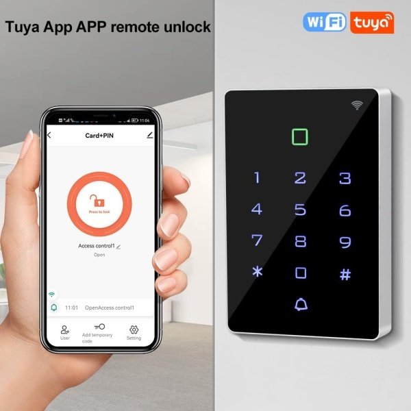 FusyTuly WiFi Tuya RFID Access Control Keypad Wireless IP68 Waterproof Access Controller Keyboard WG26/34 Phone APP Password Unlock System+ 10pcs Keyfobs - Image 3