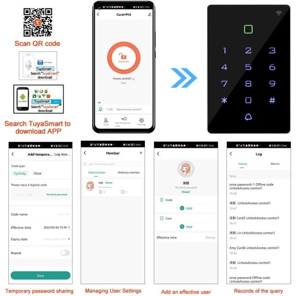 FusyTuly WiFi Tuya RFID Access Control Keypad Wireless IP68 Waterproof Access Controller Keyboard WG26/34 Phone APP Password Unlock System+ 10pcs Keyfobs - Image 10