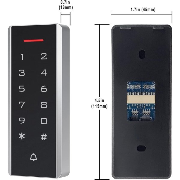 Door Access Control System, 125KHz Proximity ID Card Access Control Keypad Support 1000 Users ID Card Reader Digital Keypad + 5PCS Keychains for Entry Access Controller Gate Opener - Image 4