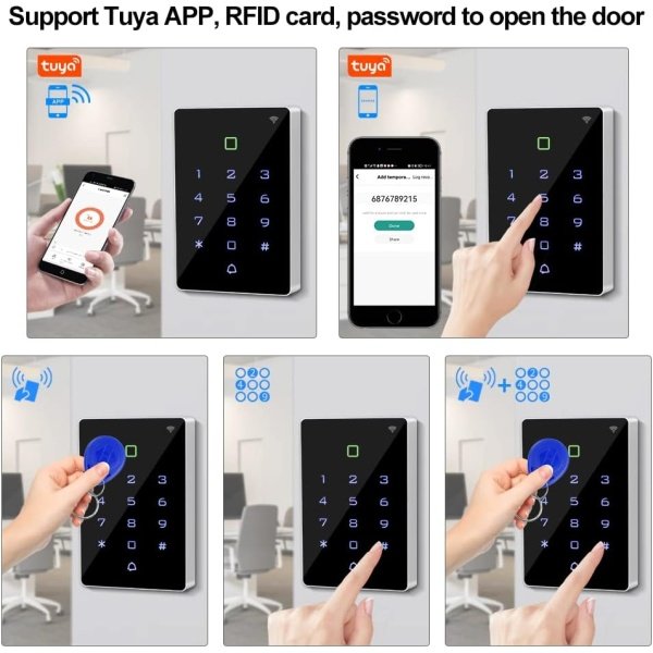 FusyTuly WiFi Tuya RFID Access Control Keypad Wireless IP68 Waterproof Access Controller Keyboard WG26/34 Phone APP Password Unlock System+ 10pcs Keyfobs - Image 5