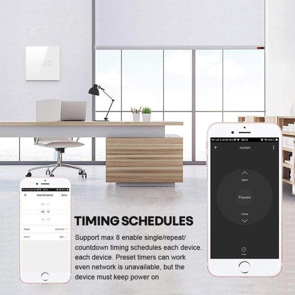 Tuya WiFi Curtains Switch, Shutter Switch, Single Smart Roller Shutter Electric Motor Controller, Works With Tuya App, Smart Life App, Alexa, Google Home (Avatto) - Black - Image 3