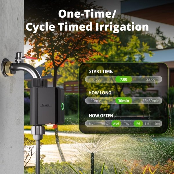 SONOFF SWV-BSP Zigbee Smart Hose Timer for Outdoor Watering, Easy Faucet Install, Automate Water & Sprinkler Schedules for Lawn, Garden & Yard Care. Works with Alexa & Google Home - Image 2