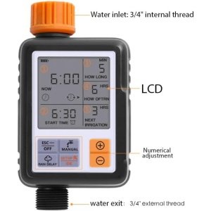 Egardenkart Outdoor Watering Timer Automatic watering timer Large Screen Multifunctional Timing Watering Device Outdoor Garden Sprinkler Controller Intelligent Automatic Irrigation System Waterproof